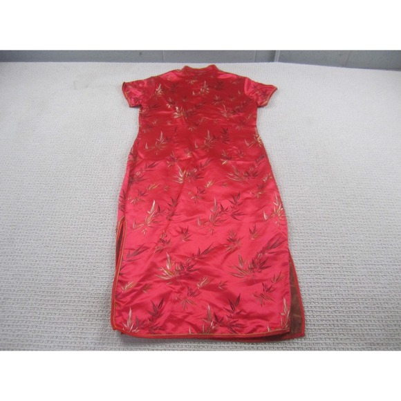 Star Dress Womens 38 Red Gold Bamboo Cheongsam Qipao Chinese‎ Traditional Short - Picture 5 of 9